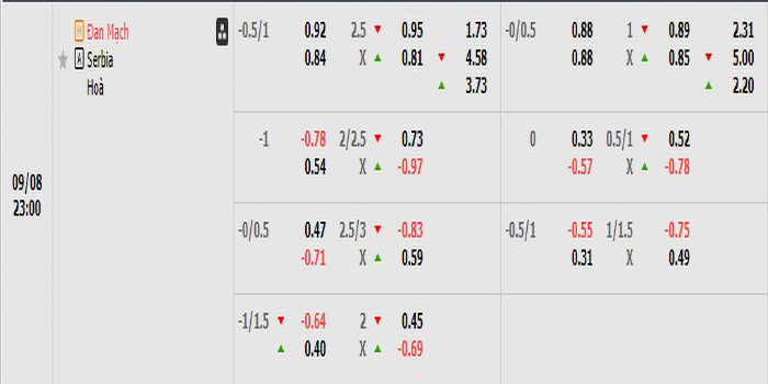 Tỷ lệ kèo Đan Mạch vs Serbia